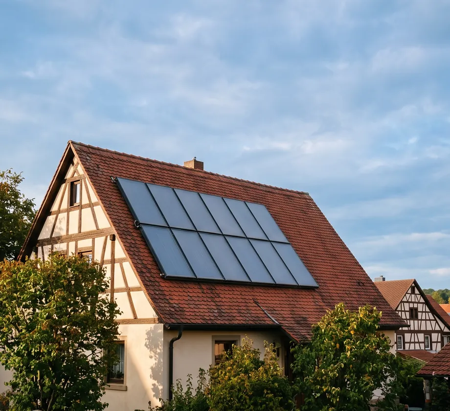 Solarthermie-Kollektoren auf einem Ziegeldach